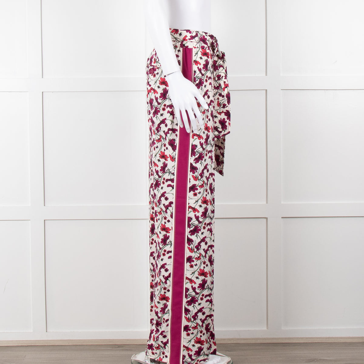 Me+Em Cream Burgundy Floral Trousers