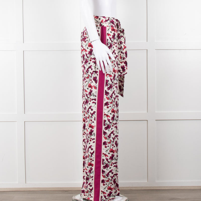 Me+Em Cream Burgundy Floral Trousers
