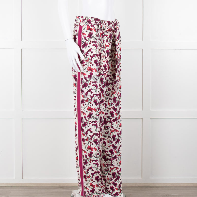 Me+Em Cream Burgundy Floral Trousers