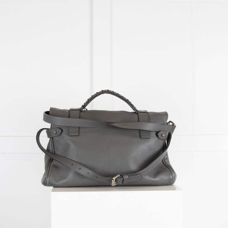 Mulberry Grey Alexa Cross Body Bag with Silver Hardware