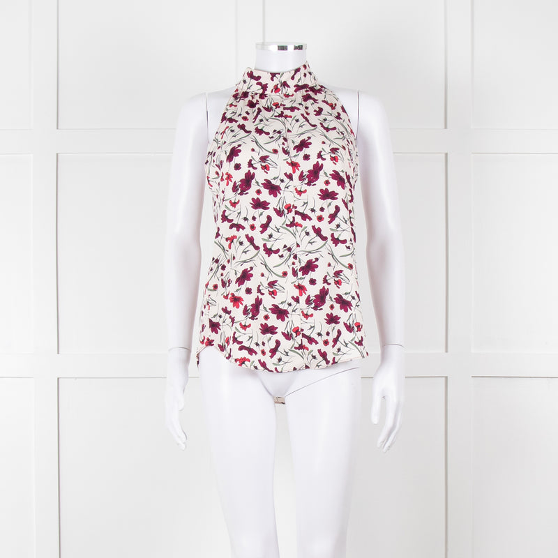 Me+Em Cream Burgundy Floral Halter Neck Top