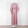 Maje Pink Black Paisley Wide Sleeve Midi Belted Dress