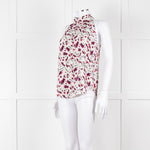 Me+Em Cream Burgundy Floral Halter Neck Top