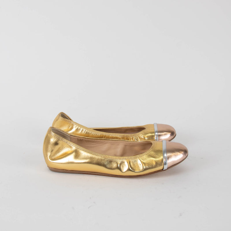 Lanvin Gold And Silver Pump