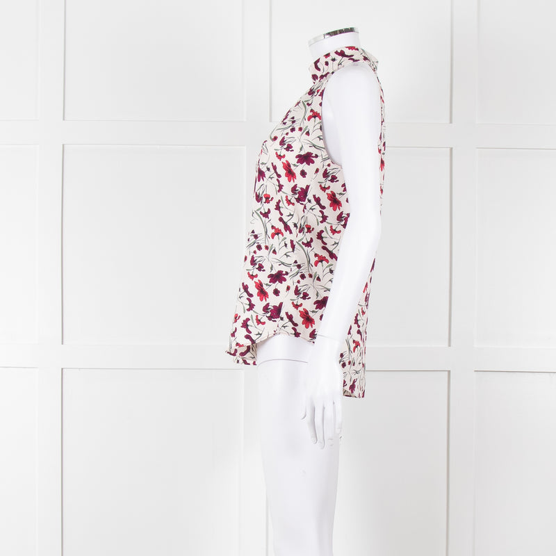 Me+Em Cream Burgundy Floral Halter Neck Top