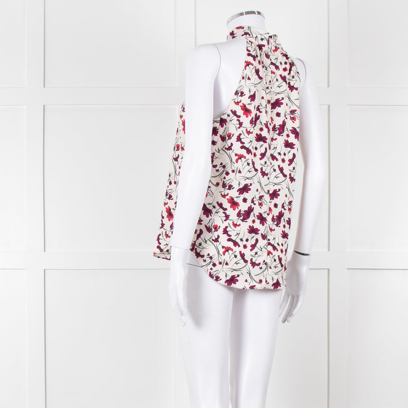 Me+Em Cream Burgundy Floral Halter Neck Top