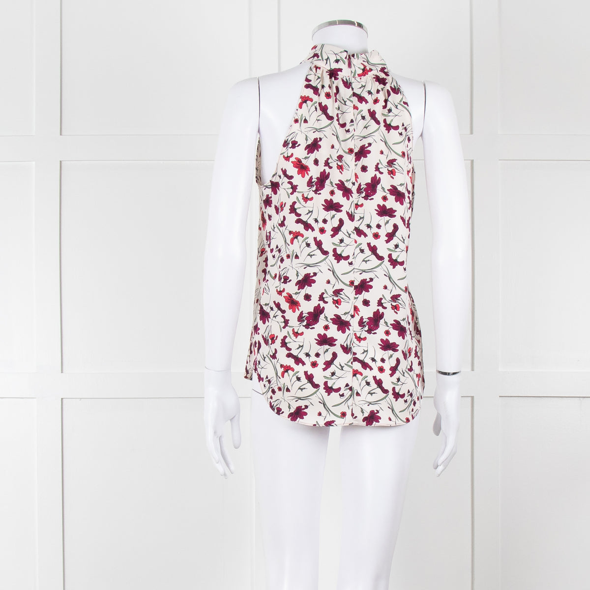 Me+Em Cream Burgundy Floral Halter Neck Top