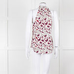 Me+Em Cream Burgundy Floral Halter Neck Top