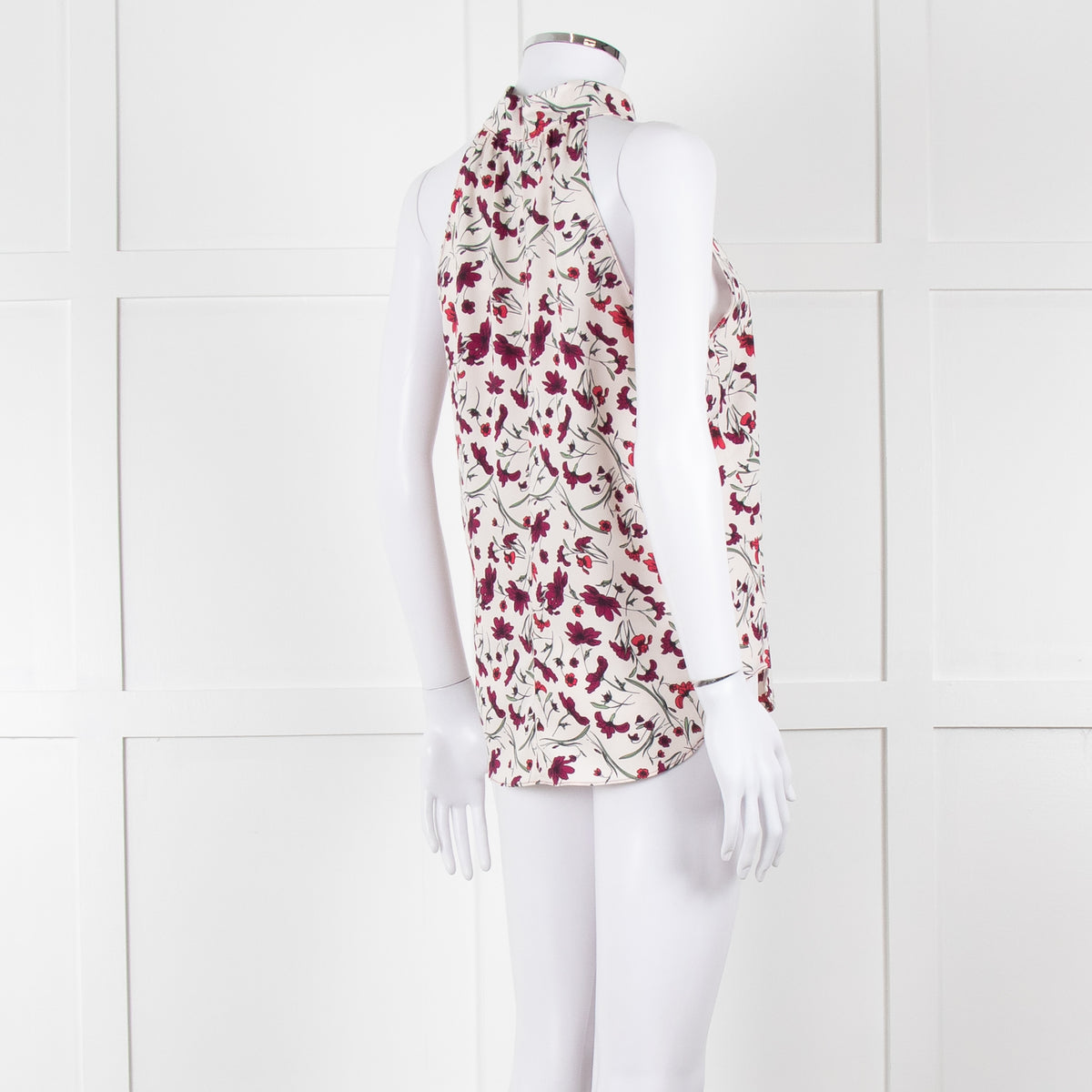 Me+Em Cream Burgundy Floral Halter Neck Top