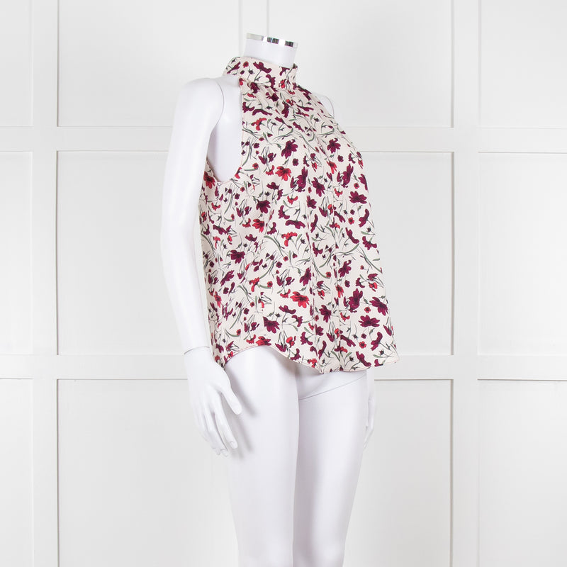 Me+Em Cream Burgundy Floral Halter Neck Top