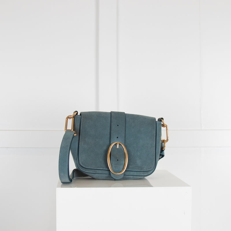 Vanessa Bruno Blue Suede Buckle Bag