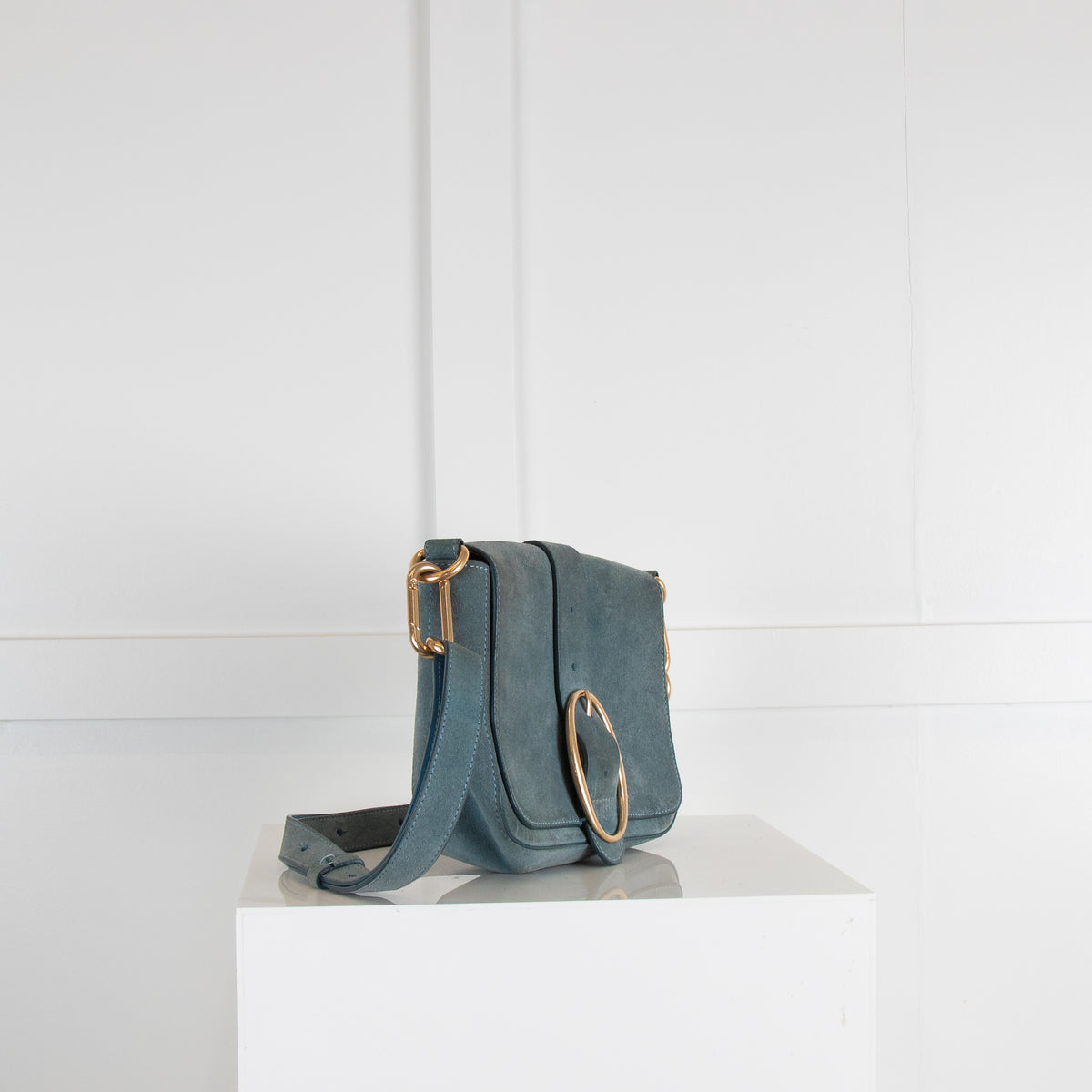 Vanessa Bruno Blue Suede Buckle Bag