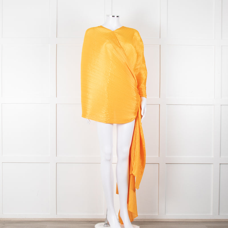 Pleats Please Orange Crinkled Wrap Jacket