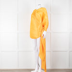 Pleats Please Orange Crinkled Wrap Jacket