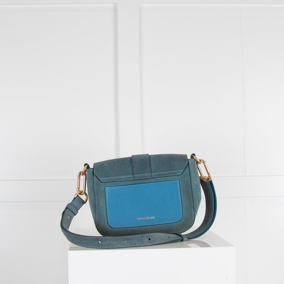 Vanessa Bruno Blue Suede Buckle Bag