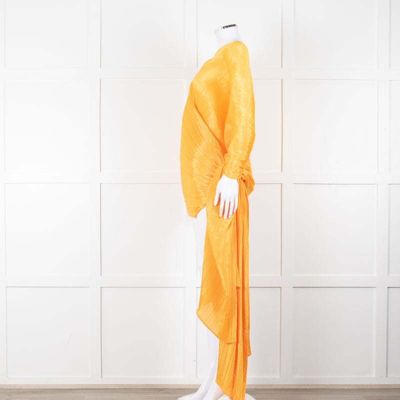 Pleats Please Orange Crinkled Wrap Jacket