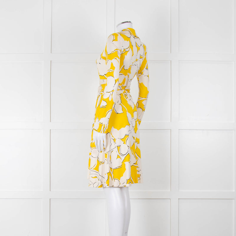 Diane Von Furstenberg Cream Yellow Floral Wrap Dress