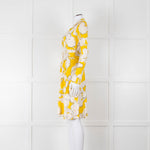 Diane Von Furstenberg Cream Yellow Floral Wrap Dress