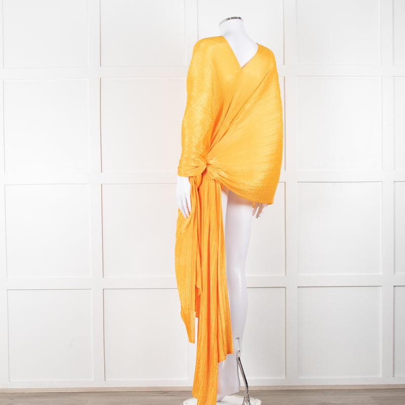 Pleats Please Orange Crinkled Wrap Jacket