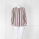 Second Female White Burgundy Striped Silk Shirt