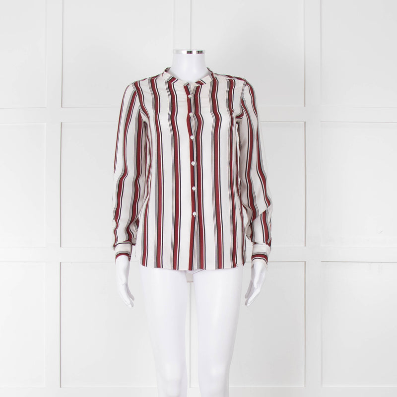 Second Female White Burgundy Striped Silk Shirt