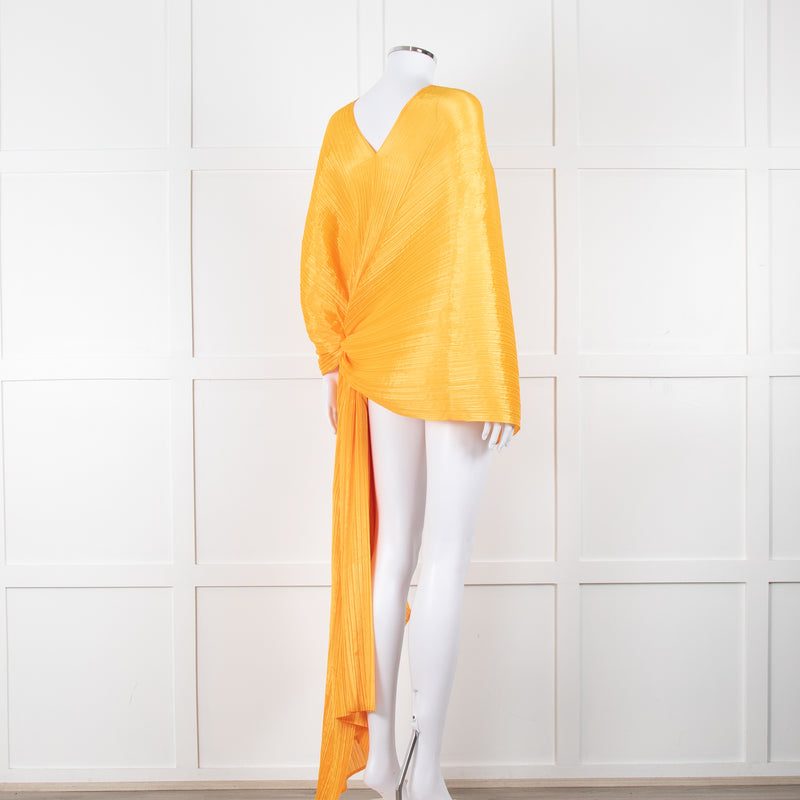 Pleats Please Orange Crinkled Wrap Jacket