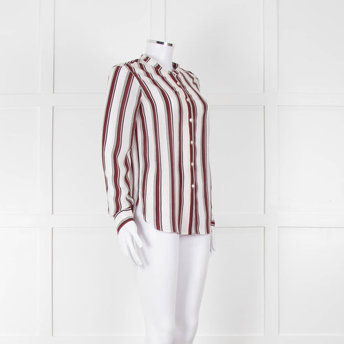 Second Female White Burgundy Striped Silk Shirt