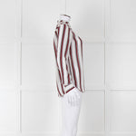 Second Female White Burgundy Striped Silk Shirt