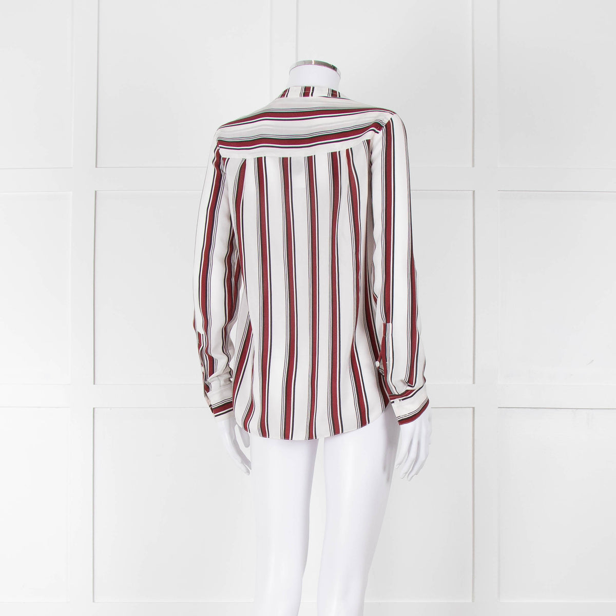 Second Female White Burgundy Striped Silk Shirt