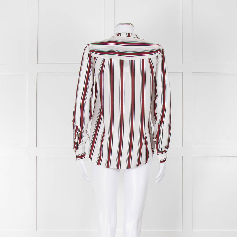 Second Female White Burgundy Striped Silk Shirt