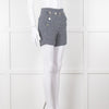 Maje Blue White Pin Stripes Silver Buttons Shorts