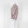 Second Female White Burgundy Striped Silk Shirt