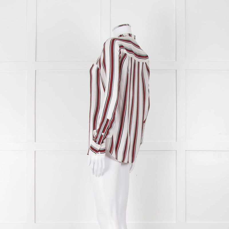 Second Female White Burgundy Striped Silk Shirt