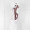 Second Female White Burgundy Striped Silk Shirt