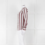 Second Female White Burgundy Striped Silk Shirt
