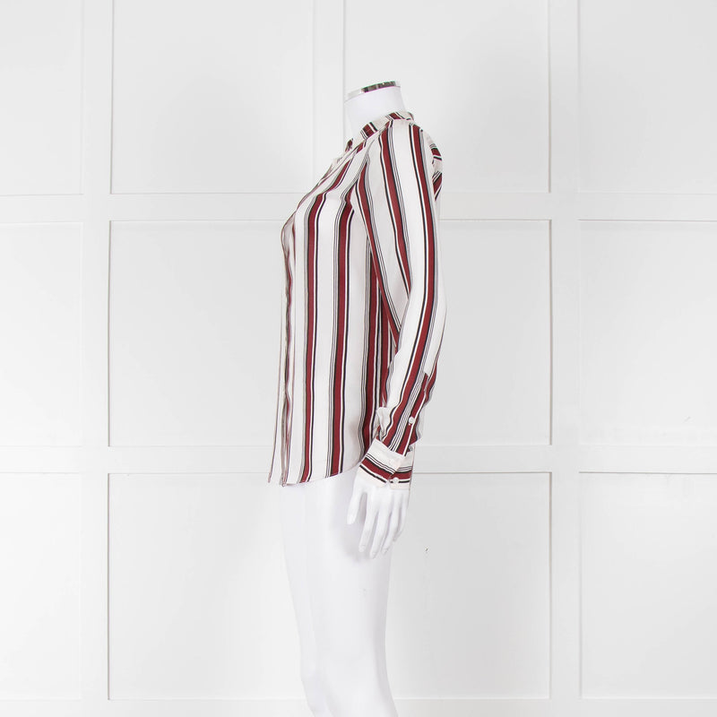 Second Female White Burgundy Striped Silk Shirt