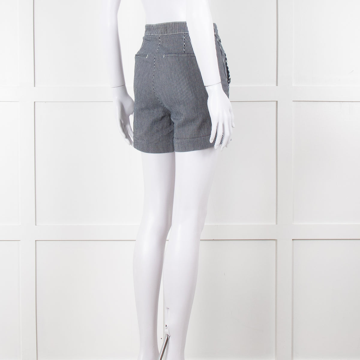 Maje Blue White Pin Stripes Silver Buttons Shorts