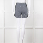 Maje Blue White Pin Stripes Silver Buttons Shorts