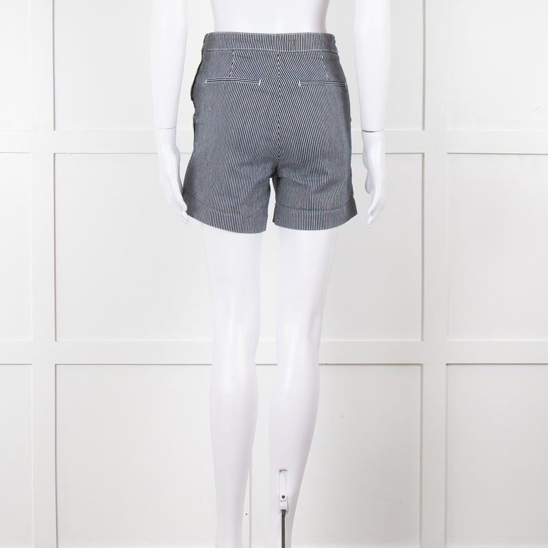 Maje Blue White Pin Stripes Silver Buttons Shorts