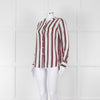 Second Female White Burgundy Striped Silk Shirt
