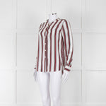 Second Female White Burgundy Striped Silk Shirt