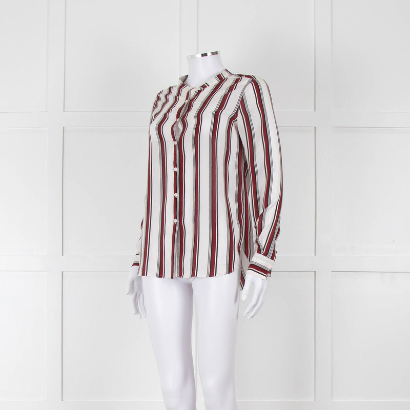 Second Female White Burgundy Striped Silk Shirt