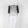 Louis Vuitton Black Knit White Printed Silk Front Top