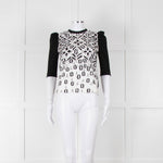 Louis Vuitton Black Knit White Printed Silk Front Top