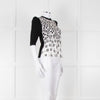 Louis Vuitton Black Knit White Printed Silk Front Top