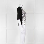 Louis Vuitton Black Knit White Printed Silk Front Top