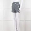 Maje Blue White Pin Stripes Silver Buttons Shorts