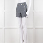 Maje Blue White Pin Stripes Silver Buttons Shorts