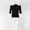 Louis Vuitton Black Knit White Printed Silk Front Top