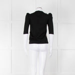 Louis Vuitton Black Knit White Printed Silk Front Top